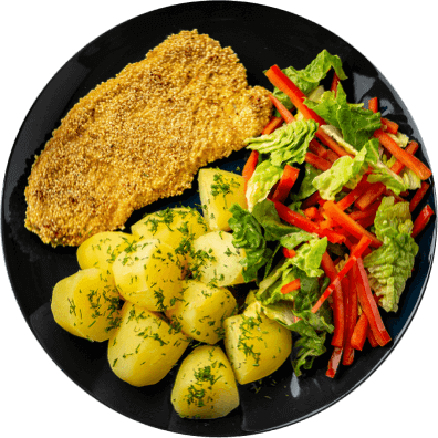Kotlet z indyka<br>w panierce z kaszy jaglanej