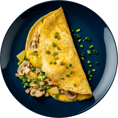 Omlet z ziemniakami,<br>szynką i pieczarkami